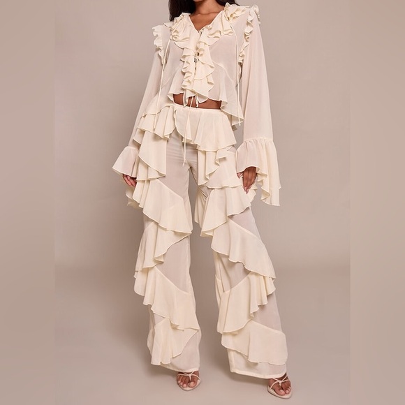 RED 2PCs Ruffled Pant Set - Picture 13 of 15